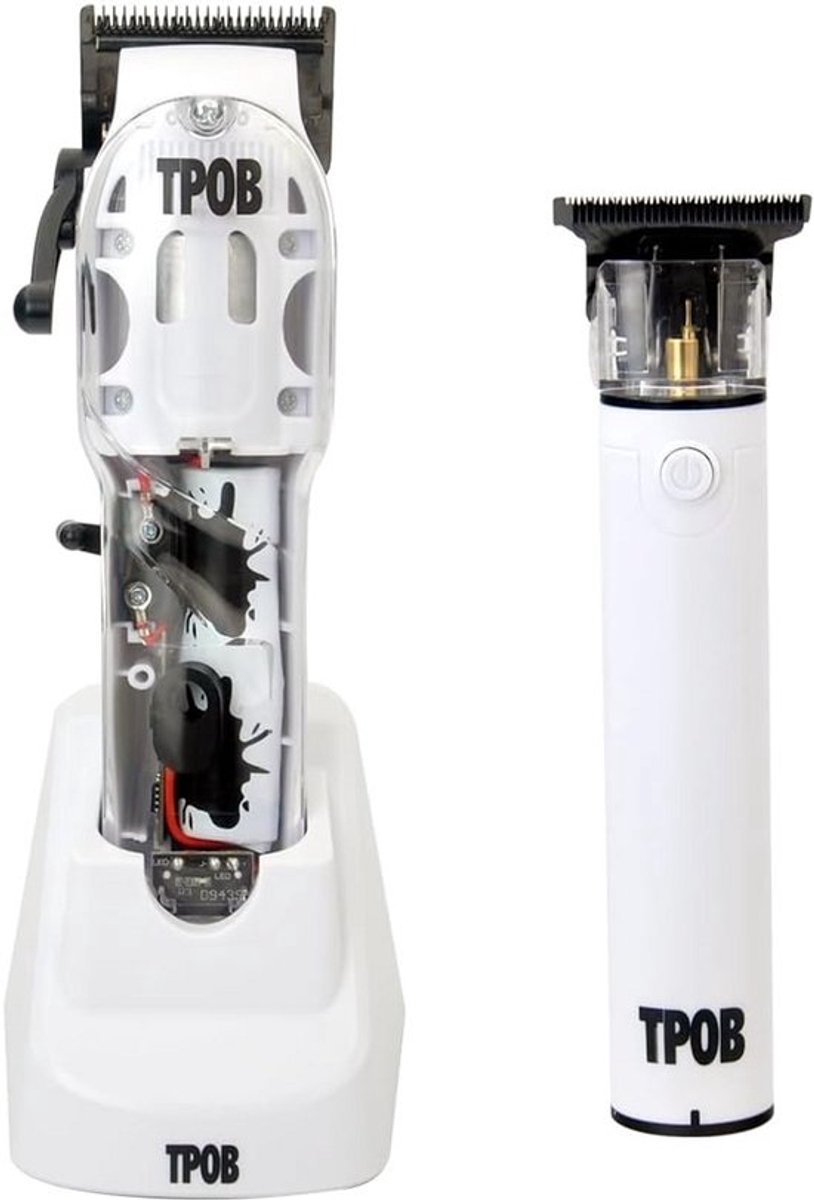 Professionele Cordless Haartrimmer Set Wit - Krachtige 6800 RPM Clipper voor Mannen en Jongens