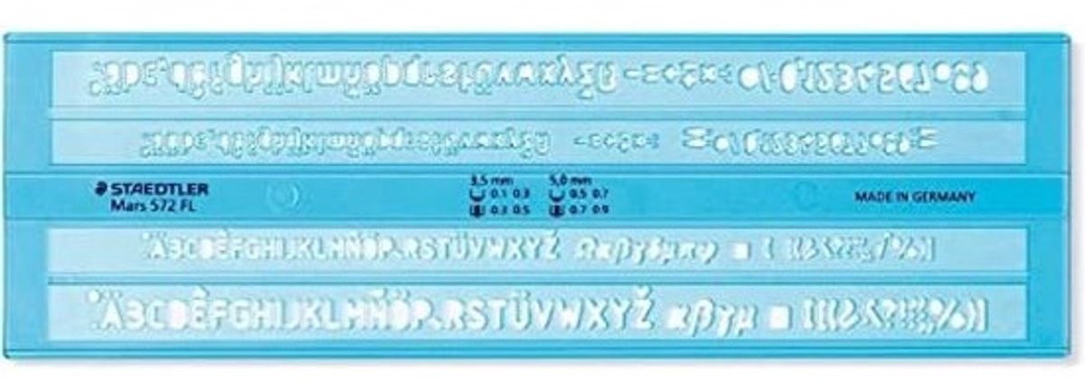 Tekstsjabloon voor Tekenen en Schrijven - Hoogte 3,5 mm en 5 mm, Blauw-Transparant