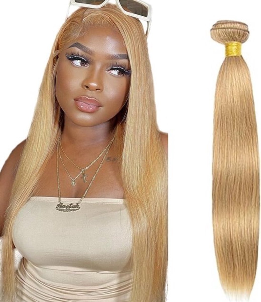Brazilian Virgin Human Hair Bundels Recht 20 Inch Honing Blond