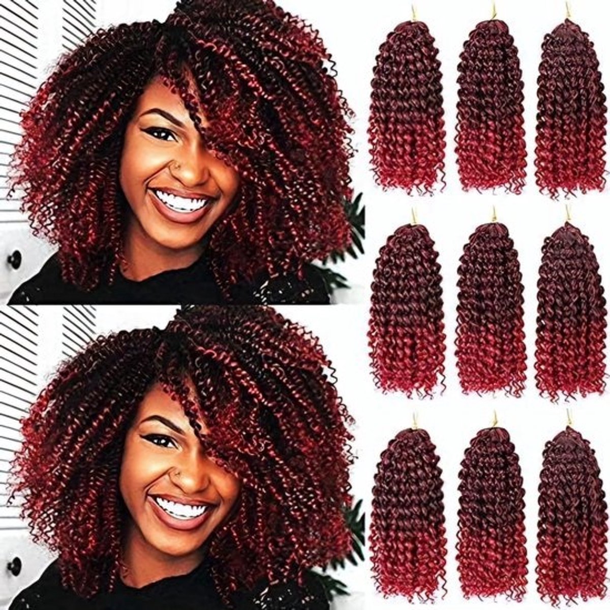 9 Delige Set Golf Crochet Braids Haarverlenging - 8 Inch (20cm) - Inclusief Haaknaald en Sieraden