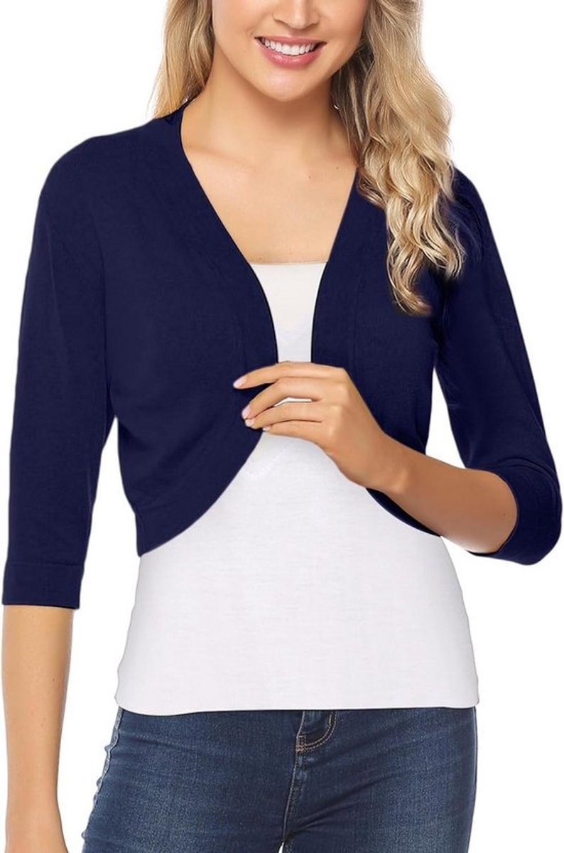 Elegante Gebreide Bolero Kort Dames Vest met Lange Mouwen voor Feest & Bruiloft