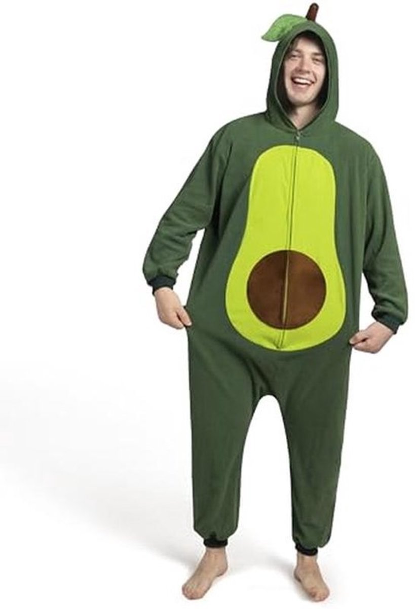 Avocado Pyjama Kostuum voor Volwassenen - Uniseks Pluche Onesie met Capuchon voor Halloween en Themafeesten