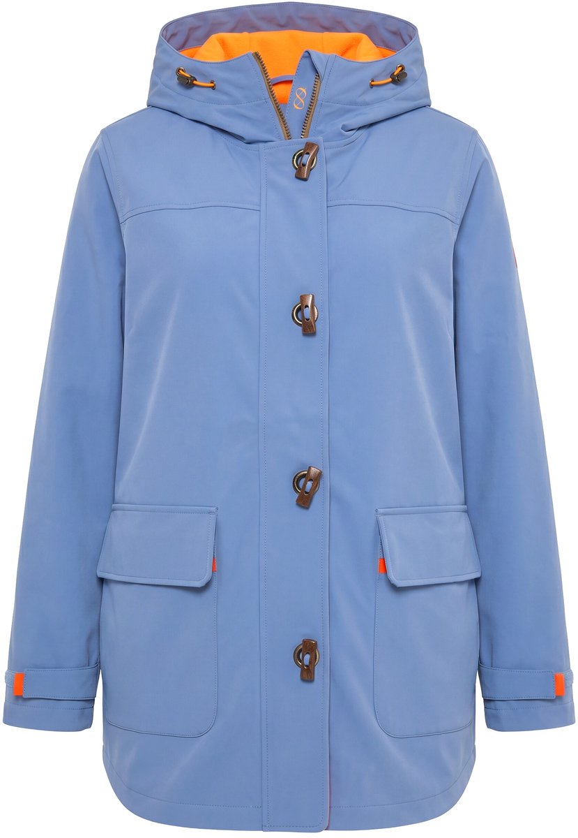 Laurasøn - Dames - Softshell-jas capuchon houtje-touwtje-knoopsluiting - Blauwgrijs - Maat 44+