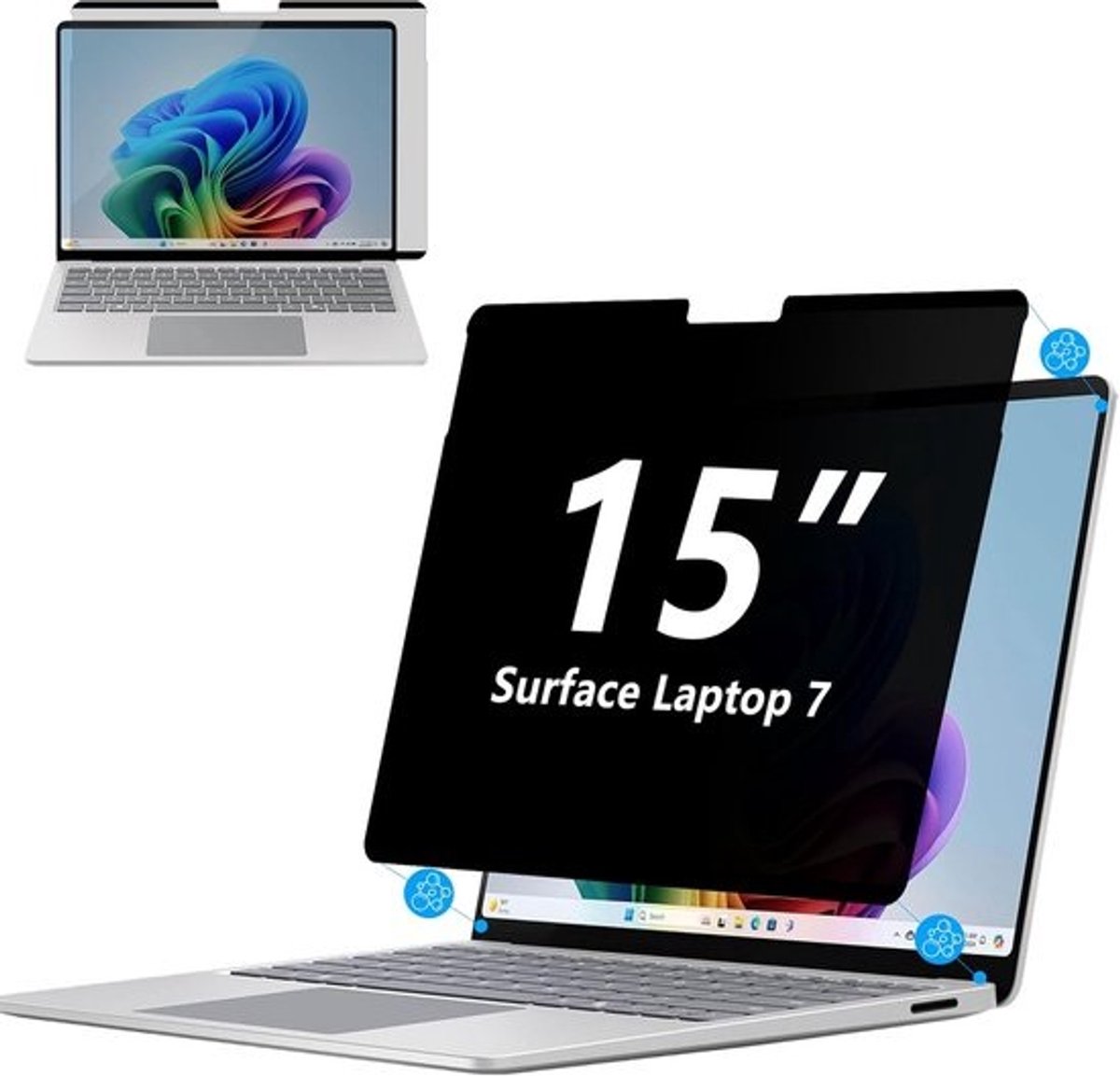 Privacy Screenfilter voor 15 Inch Laptop - Anti Spionage, Anti-Glare en Blauw Licht Blokkerend - Magnetisch & Afneembaar