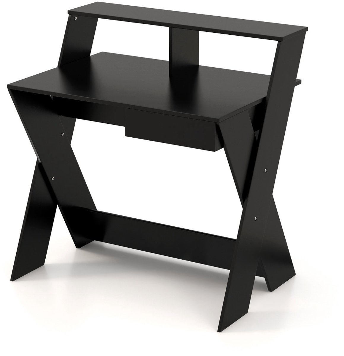 SureDeal® - Bureau - Computertafel - Lade - Monitorverhoging Werktafel Vormig - Kleine Ruimtes Thuis - Kantoor - 90x61x94 cm - Zwart