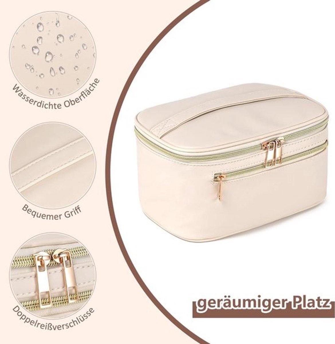 Grote Cosmetische Tas voor Dames - Make-up Koffer met Handvat en Verstelbare Organizer - Draagbare Reis Make-up Opbergdoos