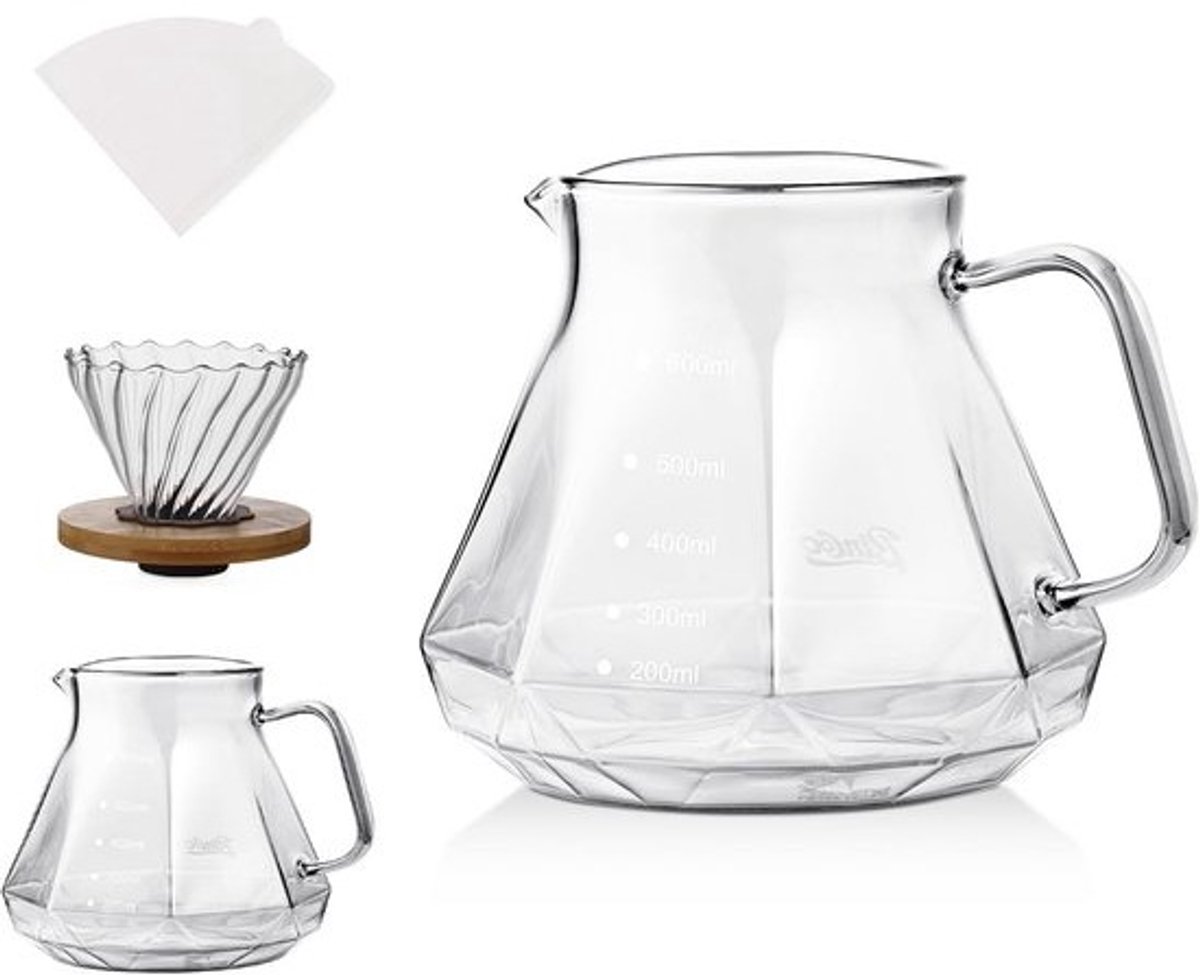 Glazen Koffiekan Set 600ml - Pour Over Koffiezetapparaat