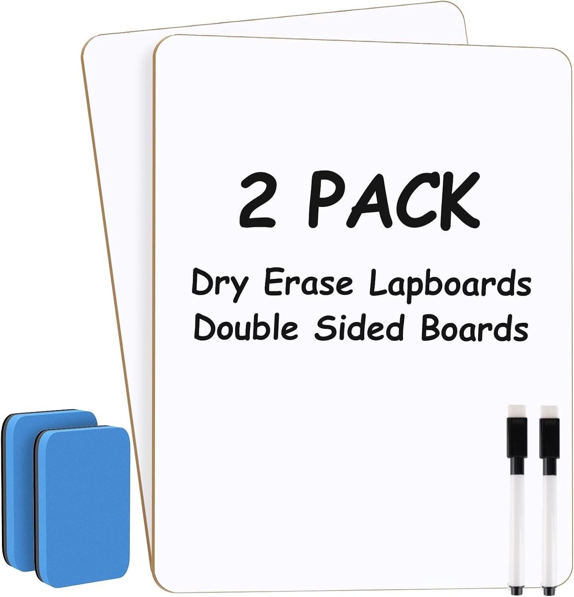 SnelShoppen - 2 Stuks Kleine Drooguitwisbare Whiteboards, 21x30 cm Dubbelzijdig Mini Whiteboard, Duurzaam en Draagbaar, Inclusief 2 Stiften en 2 Wisse