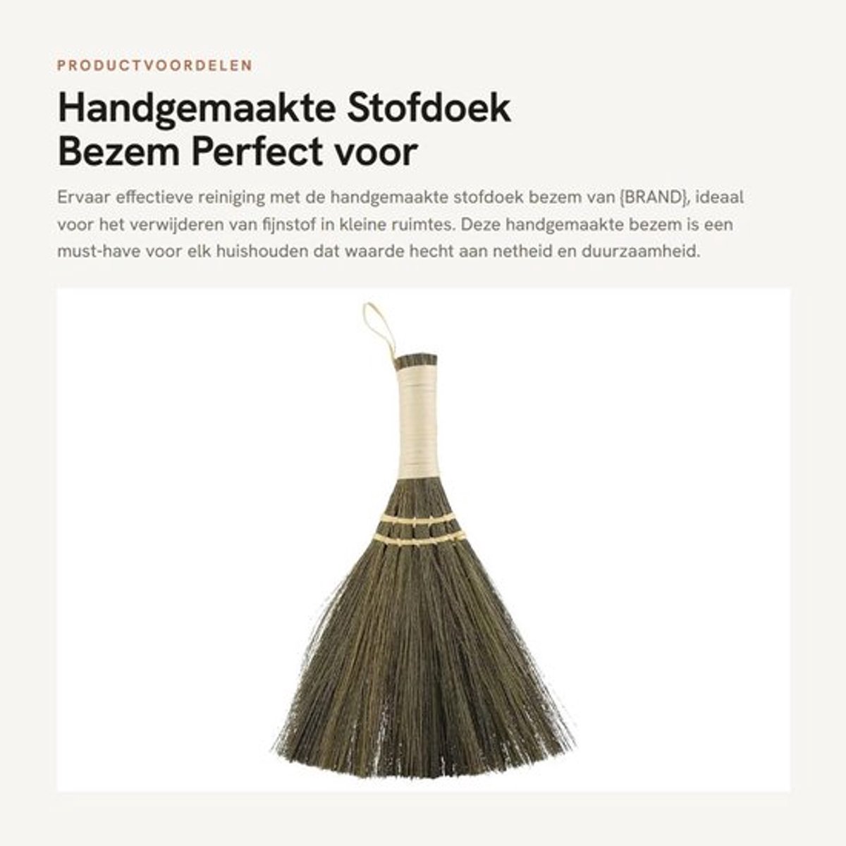 Stofdoek - Kleine Bezem - Bamboe/Straw - Compact - Lichtgewicht - Ideaal voor Haren - Totale Lengte 26 cm - Stofborstel