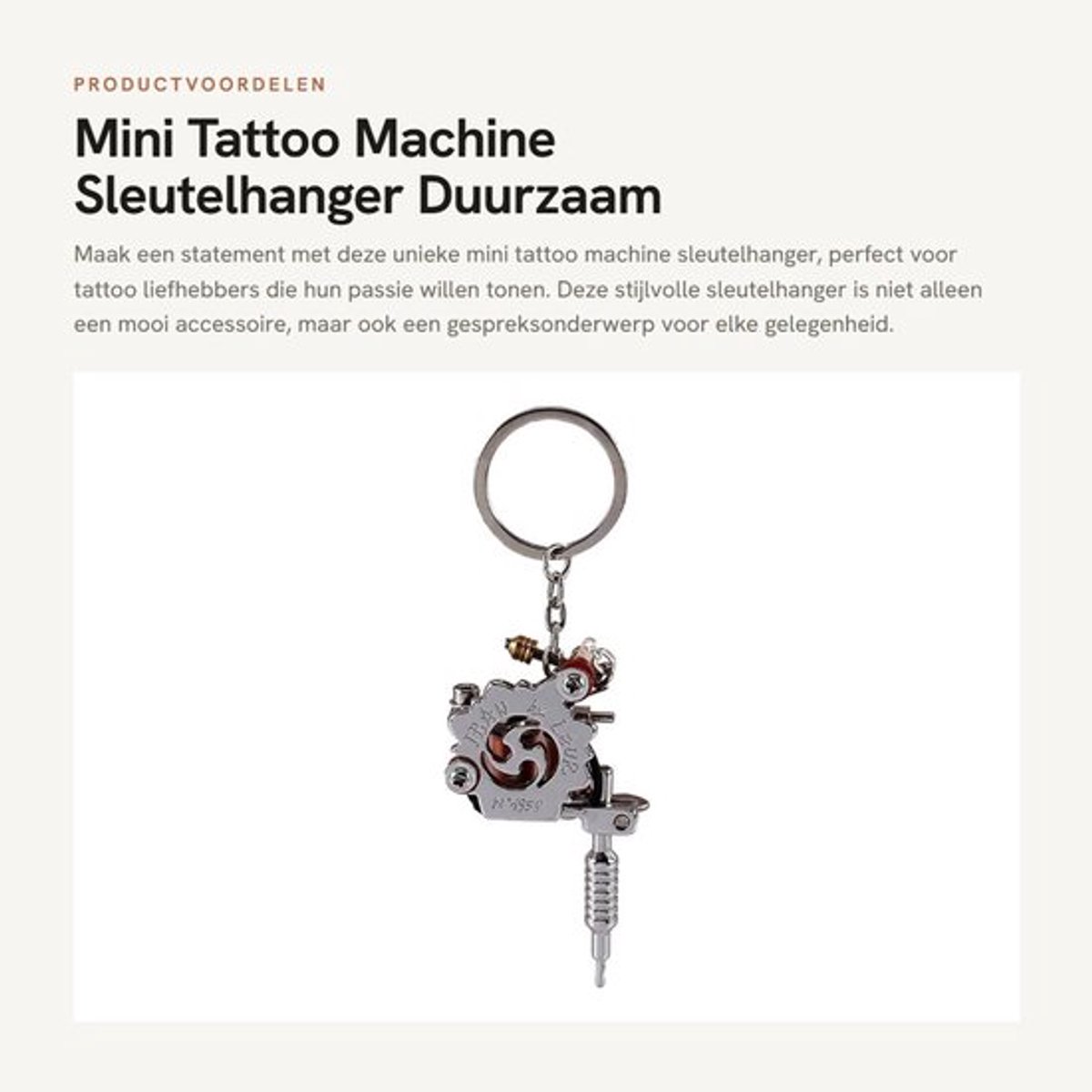 Tattoo Machine Mini - Duurzame Sleutelhanger - Zinkmetaalleger - Lichtgewicht - Uniek Ontwerp - Handig voor Meenemen