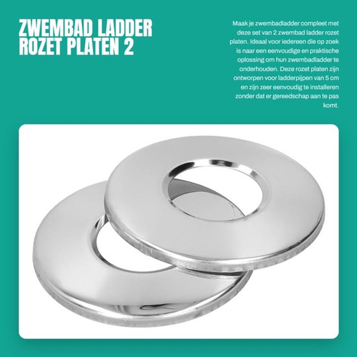 Rozet Afdekplaat 2 Stuks - Vervangende Onderdelen - Geschikt voor 5 Cm Ladder Pijp - Eenvoudig te Installeren - Spiegelgepolijst - Comfortabel en Praktisch