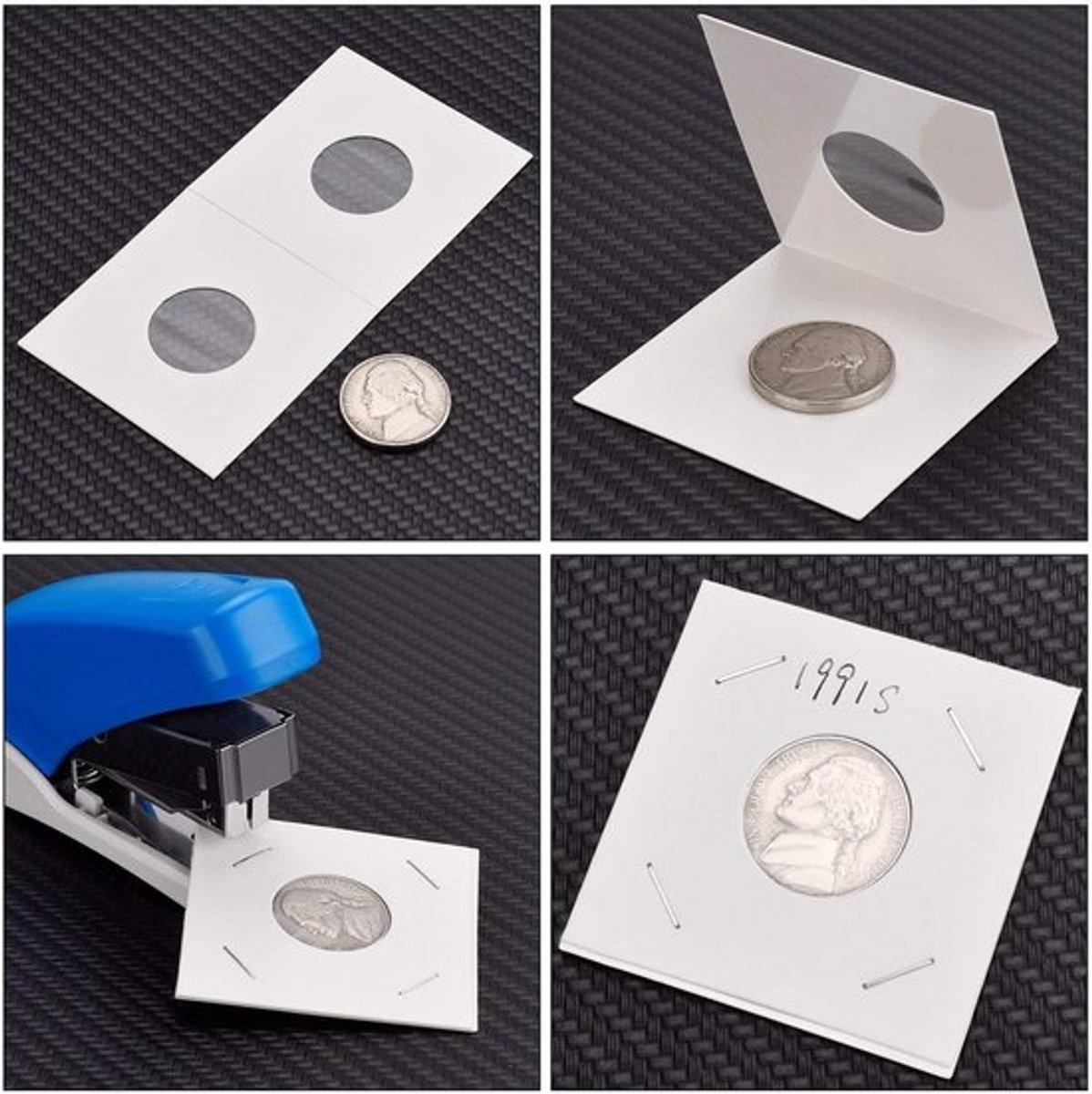 Thijox - 300 stuks Kartonnen Munthouder Flip Mega-assortiment, 2x2 Inch, Voor Muntenverzamelingsbenodigdheden, 6 Maten, Perfect Voor Dubbeltjes, Nikke