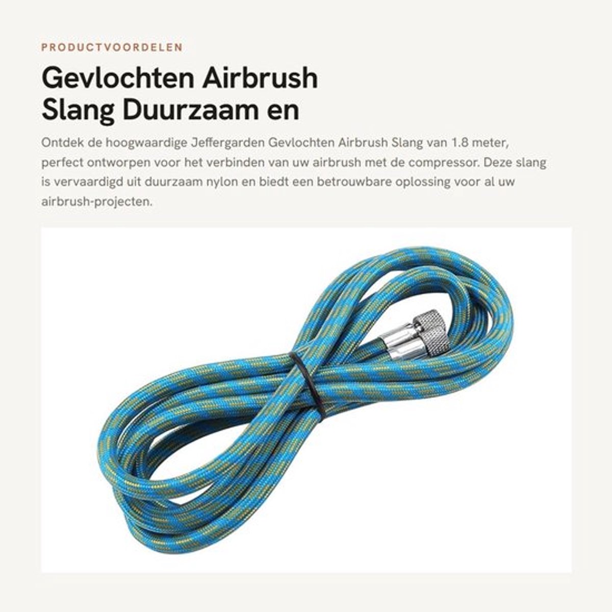 Gevlochten Airbrush Slang - Duurzaam en Veilig - 1.8M met 1/8 Adapter - Geschikt voor Airbrushen - Flexibel - Professioneel