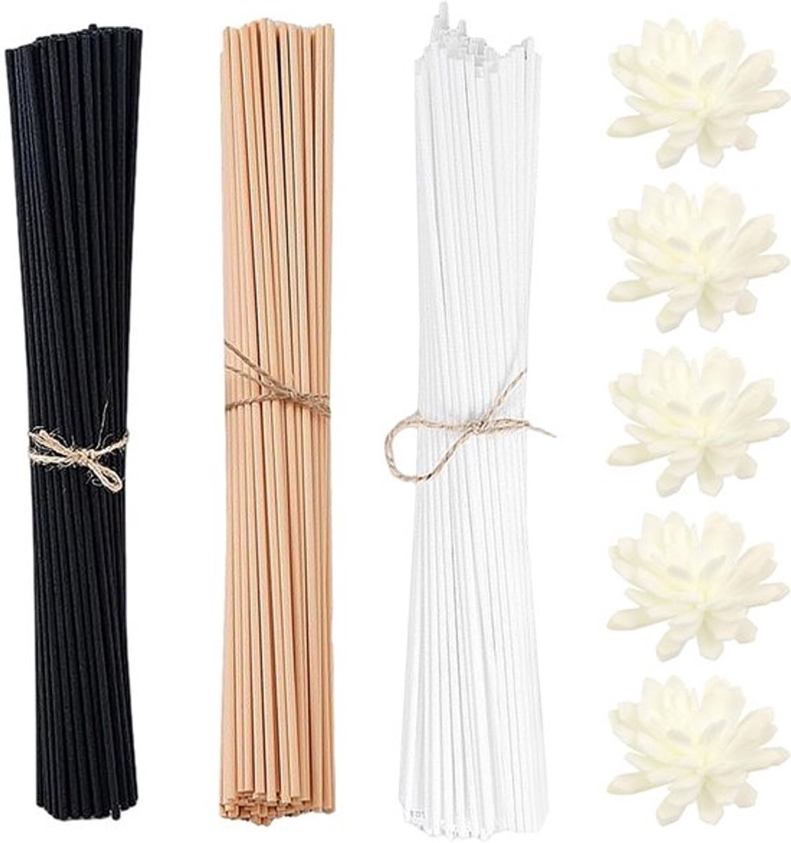 Geurstokjes 150 Stuks - Aromatherapie-Sticks - Natuurlijke Geurstokjes - Diffusersticks - Aromatherapie-Bloemen - 3 Kleurvarianten - Aromatherapiesticks