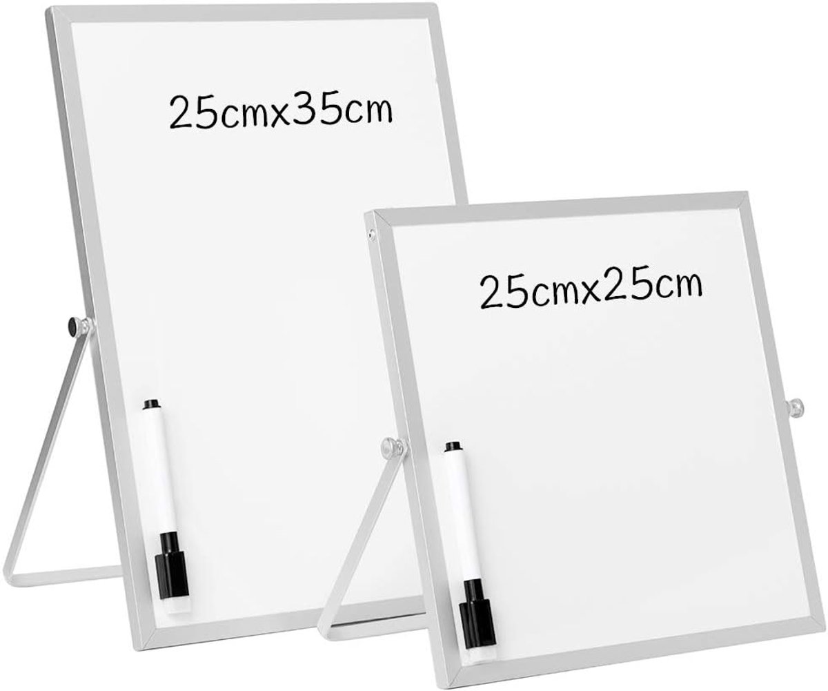 SnelShoppen - Small Magnetic Whiteboard 25x25 cm - Desk Whiteboard met Marker - Portable Dry Wipe Reminder Board voor Thuis, School, Kantoor - Alumini