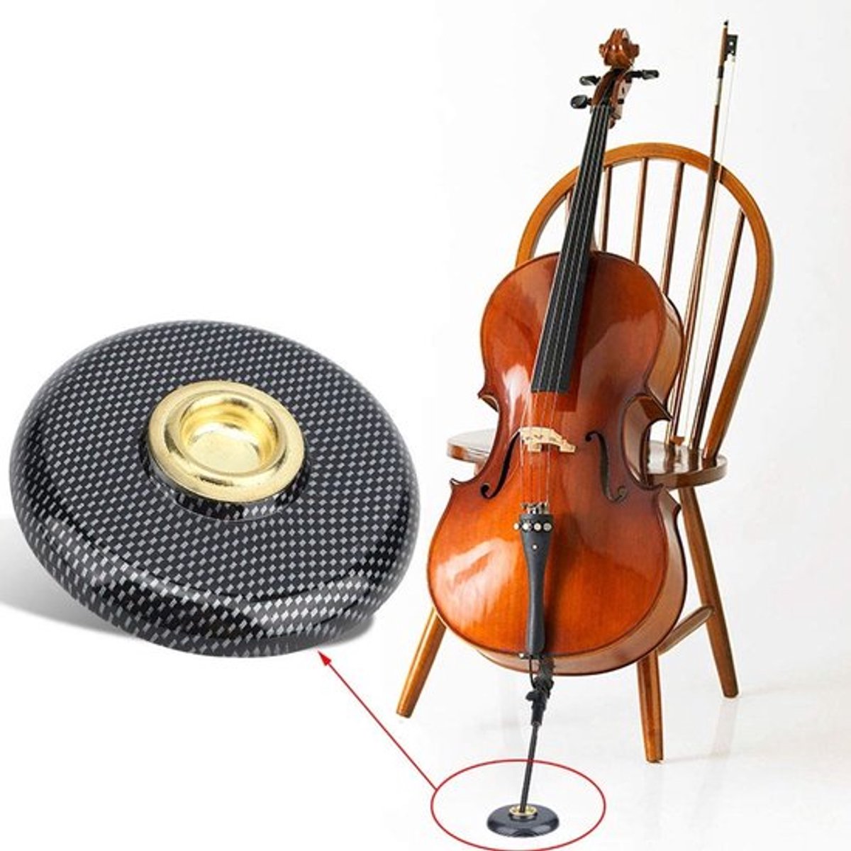 Cello Mat - Antislip Cello Endpin Stopper - Vloerbeschermer - Houder - Kunststof/Metaal - Lichtgewicht en Duurzaam