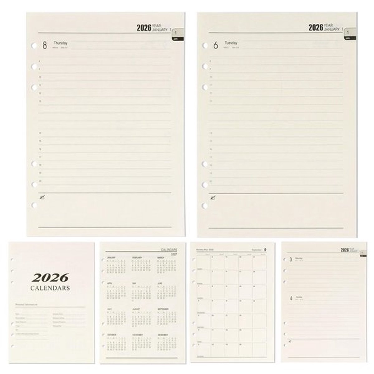 Weekplanner 2026 - Inlegblad A5 - 6 Gaten - 176 Pagina's - Kalendervulling - Geschikt voor Planners - Planningspapier