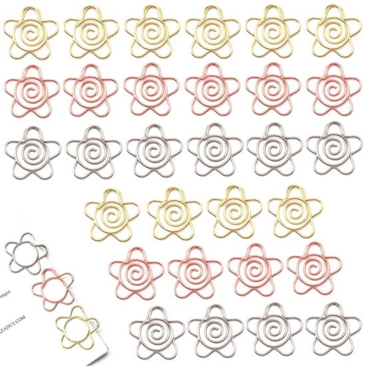 Bloemenklemmen 30 Stuks - 25 mm Paperclips - Bladwijzers - Documenten Organisatie - Metalen Klemmen - Goud/Roségoud/Zilver - Schattige Bloemvorm
