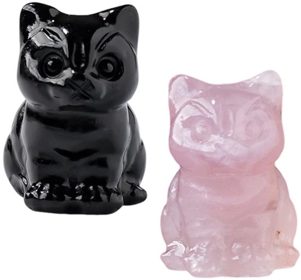 Kattenornamenten 2 stuks - Kristallen Dieren Beeldjes - Decoratieve Huis/Bureaudecoratie - Creatieve Geschenken - Uniek Design - Afmetingen 30 x 20 mm - Dierenbeeldjes