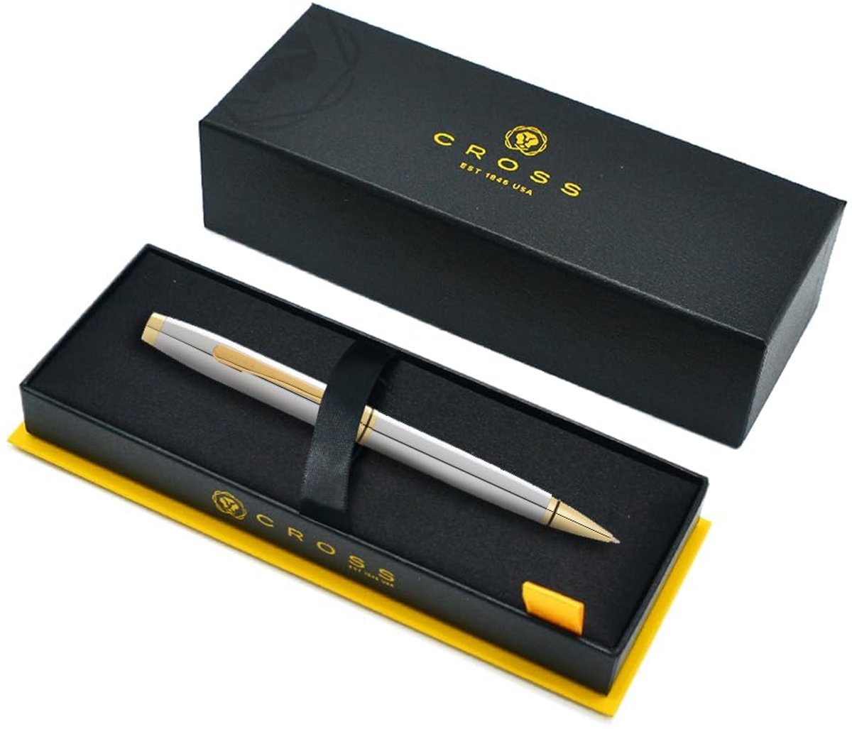 SnelShoppen - Coventry Balpen Gepolijst Chroom met Gouden Accenten - Luxe Schrijfinstrument voor Kantoor, Cadeau, Verjaardag, Professioneel Gebruik