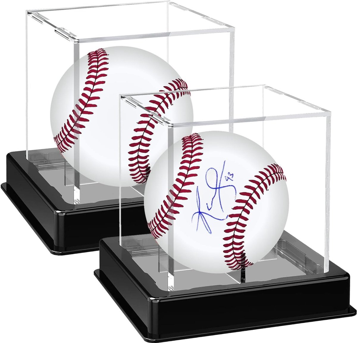 Acryl Display Case voor Baseball, Softball en Tennisballen – Transparante Bescherming met UV-filter en Inclusief Stand (2 Stuks)