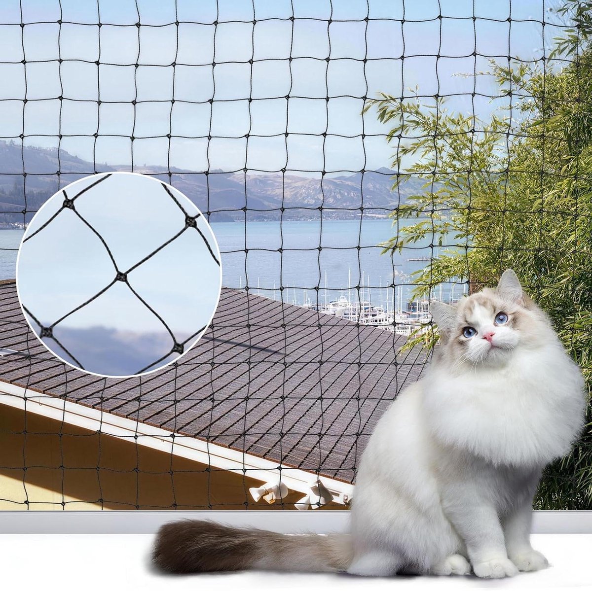 Kattennet Balkon - Veiligheidsnet Huisdier - Huisdier Veiligheid - UV- en Weerbestendig - 4 x 3 Meter - Zwart