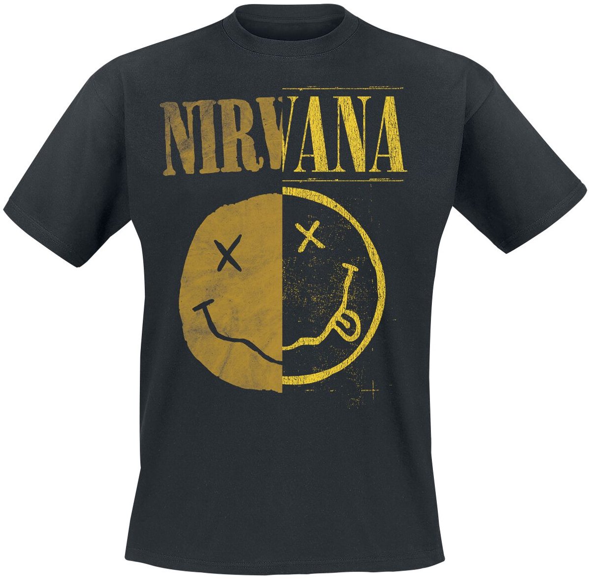 Nirvana Spliced T-shirt zwart Katoen -