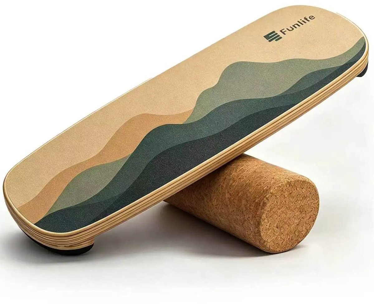 North Collective Balansbord -Balance Board - Surf Balance Board - Surf trainer - Surf Board - Wobbel Board - 73,5x28x1,5cm - Hout