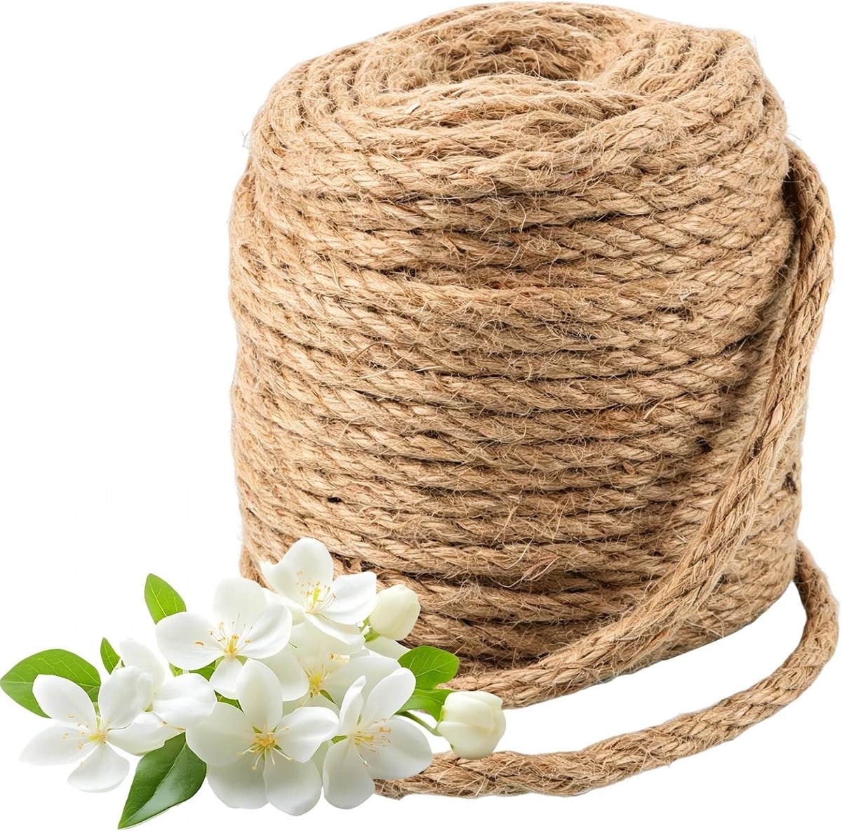 Sterk 10 mm jute touw van 50 m, scheurvast en duurzaam voor krabpalen, handwerk en DIY projecten