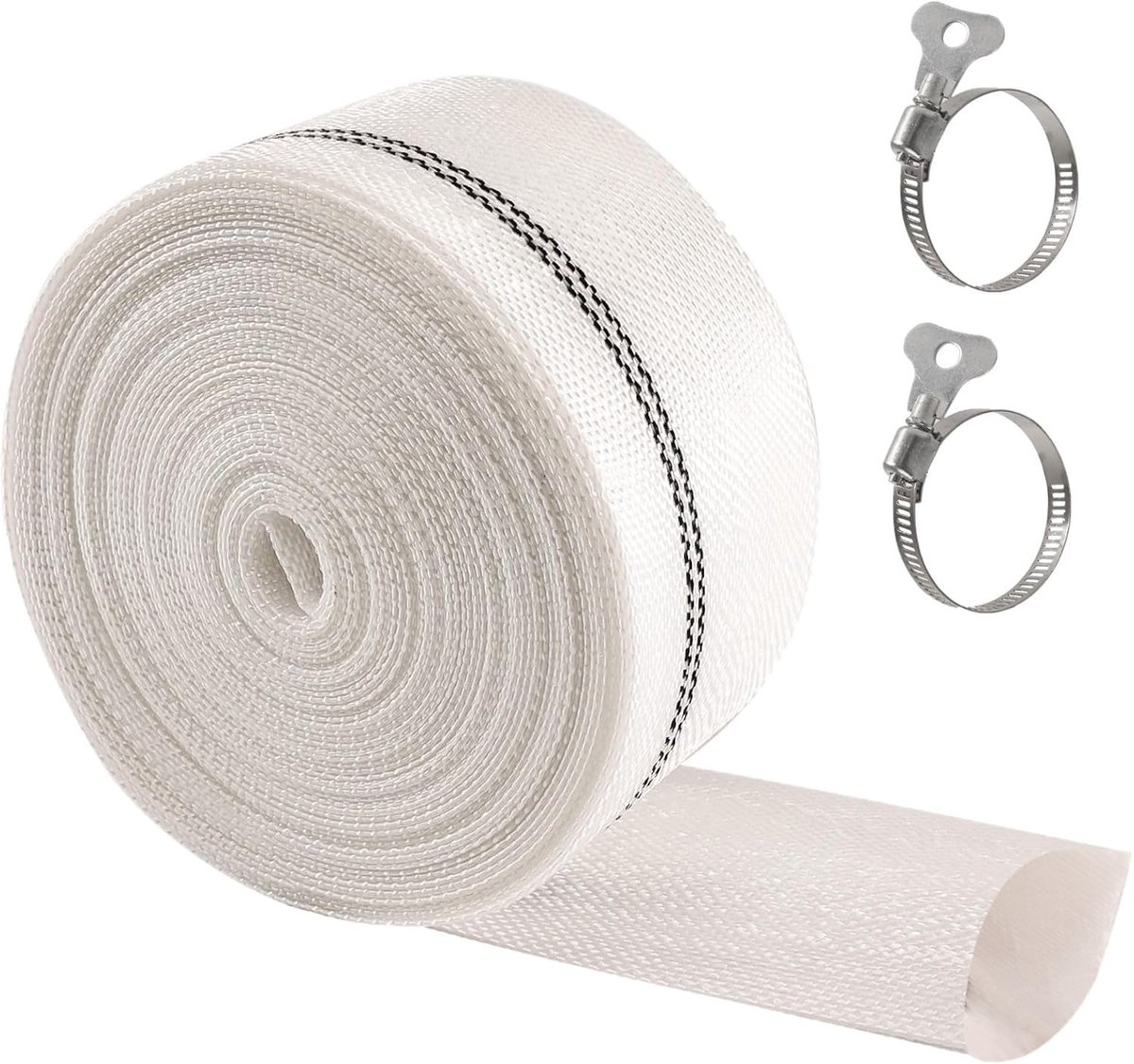 20 meter vlakke slang Ø 38 mm voor dompelpompen en vuilwaterpompen, inclusief 2 verstelbare RVS slangklemmen, ideaal voor afvoer en irrigatie