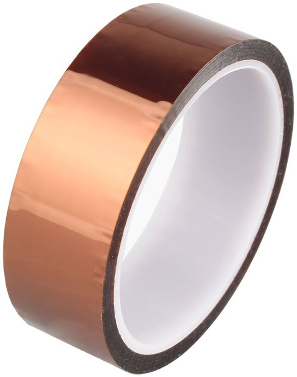 Polyimide Tape - Hittebestendige Zelfklevende Tape - Perfect voor 3D Printers - Duurzaam en Flexibel - Geschikt voor Elektronica - 30mm B...