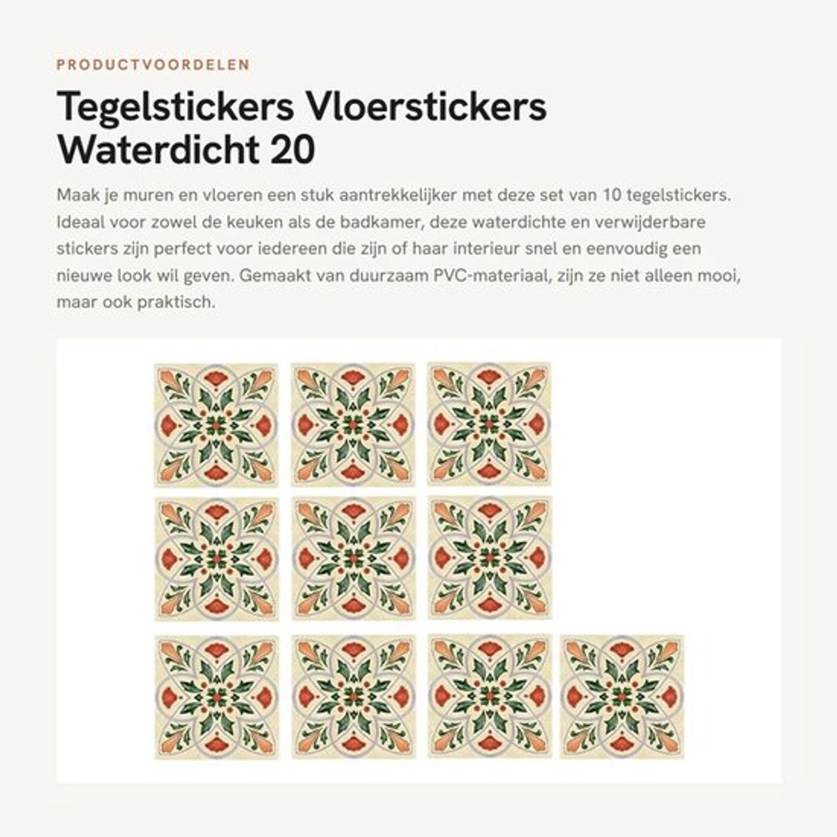 Tegelstickers 10 Stuks - 20 cm x 20 cm - Waterdicht - Verwijderbaar - PVC - Geschikt voor Keuken/Badkamer - Vloerstickers