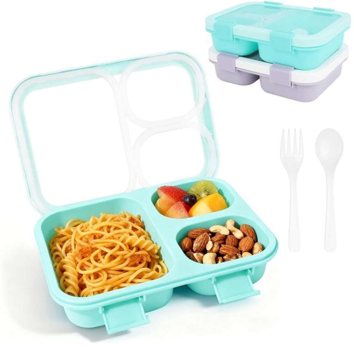 Broodtrommel 850 ml - Lekvrij - Lunchbox Kinderen - Snackbox - Magnetron-/Vaatwasmachinebestendig - Met Vakken/Beste kset
