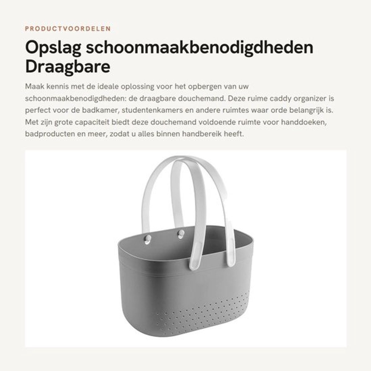 Douchemand Grote Capaciteit - Draagbare Douchemand - Ventilatiegaten - Handvat - Opbergmand Badkamer - Kunststof met Afvoer