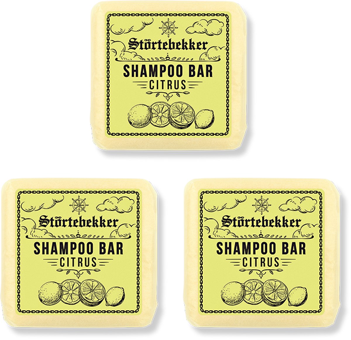 Störtebekker® Premium Shampoo Bar Citrus - Vaste shampoo voor mannen en vrouwen - 3-in-1 douchezeep voor mannen voor haar, hoofdhuid en baard - Hydraterende shampoo - veganistisch, handgemaakt - 100 g Solid Shampoo Bar Citrus