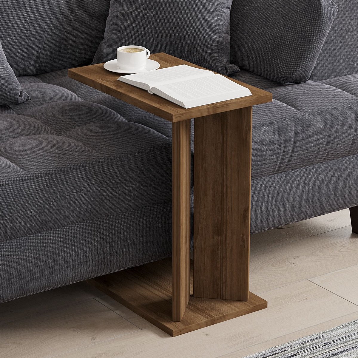Skye Decor , Bijzettafel, Lun - Walnut, Gemelamineerde spaanplaat, Walnoot, 25 x 50 x 48,6 cm Okkernoot