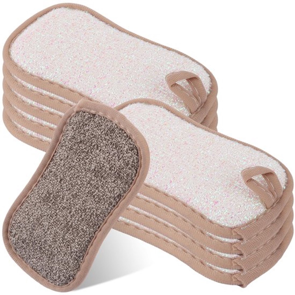 Schuursponzen Set van 10 - Dubbelzijdige Microvezel - 16,5 x 9,5 cm - Krachtige Reinigingsfunctie - Herbruikbaar - Antivettige Eigenschappen - Keukenspons