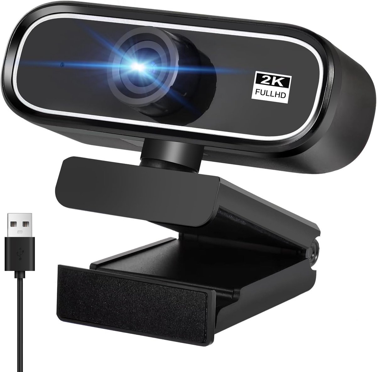 SnelShoppen - HD Webcam 2K voor PC met Microfoon - USB Camera Plug Play voor Video Calls, Online Vergaderingen, Streaming en Opnames - Compatibel met