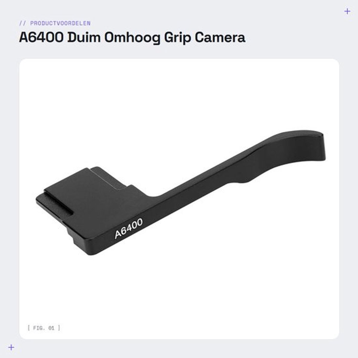 Duimsteun Gemaakt van Aluminium - Duim Omhoog Grip - Voor A6400 - Eenvoudig te Installeren - Duurzaam - Veilig Gripgevoel - Camera Grip
