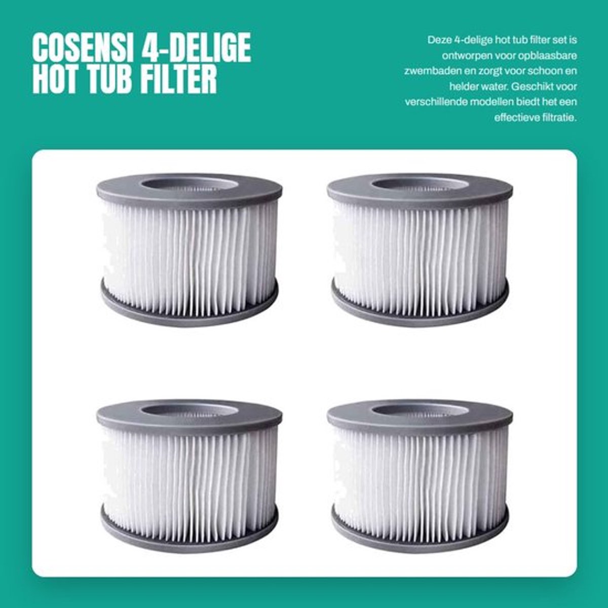 Filterpatroon 4-delig - Verbeterde versie - Compatibel met MSpa - Geschikt voor hot tubs - Voor modellen Delight/Premium/Mono - Hoogwaardige filtratie - Hot Tub Filter