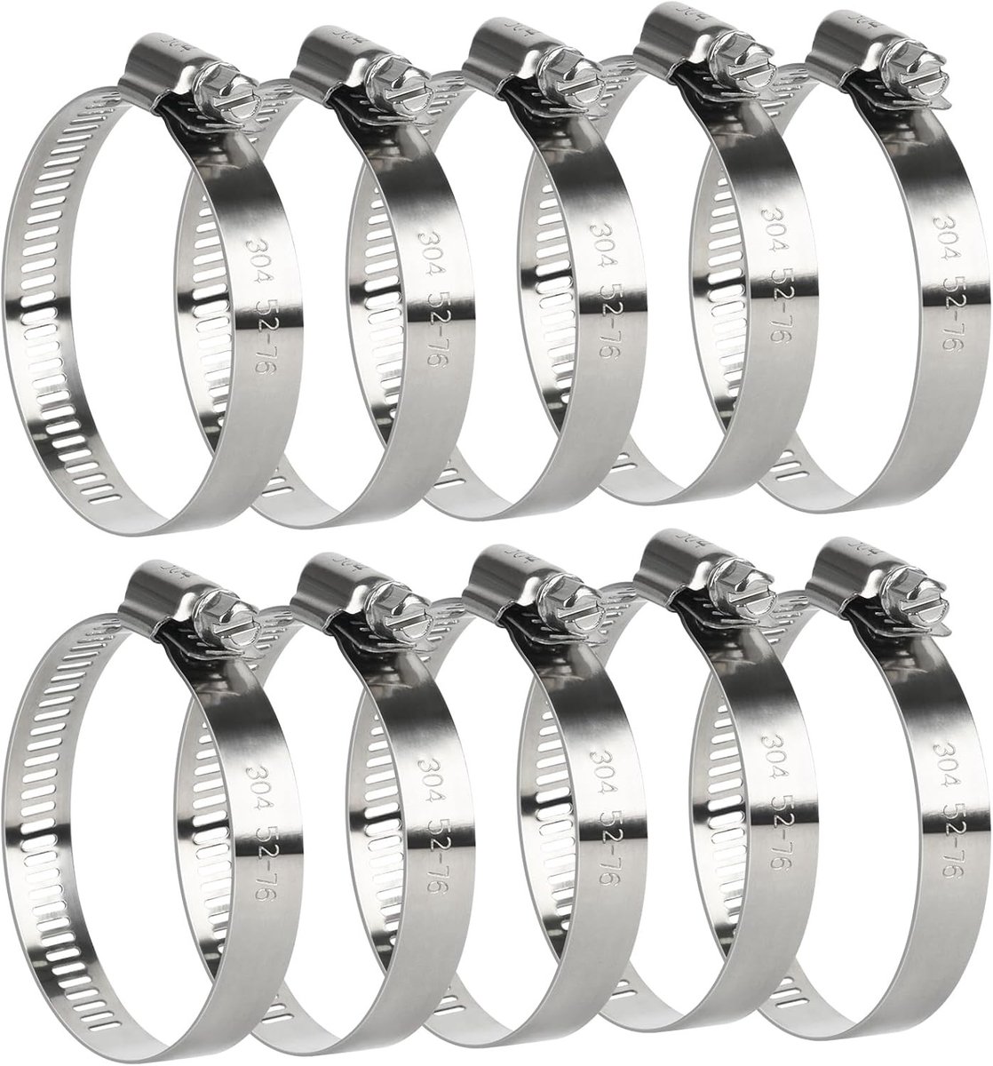 RVS Slangklemmen Set voor 2 tot 3 Inch Slangen - Verstelbare Worm Gear Klemmen voor Auto R