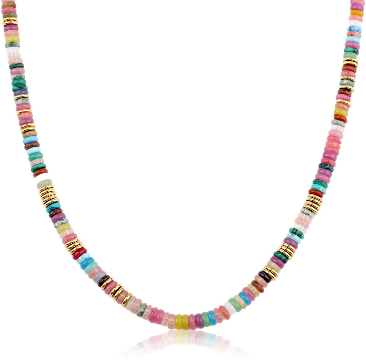 SnelShoppen - Kleurrijke Kralenketting Boho Kralenchoker met Veilige Kreeftsluiting - Handgemaakte Sieraden voor Strandfeest, Zomer, Zoetwatervrouwen