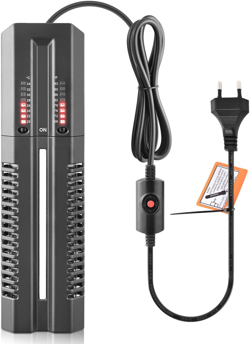 SnelShoppen - Aquariumverwarmer 600W Dubbele Buis - Stabiele Verwarming voor 300-540L Zoet/Zout Water met Beschermkoffer - Instelbare Temperatuur