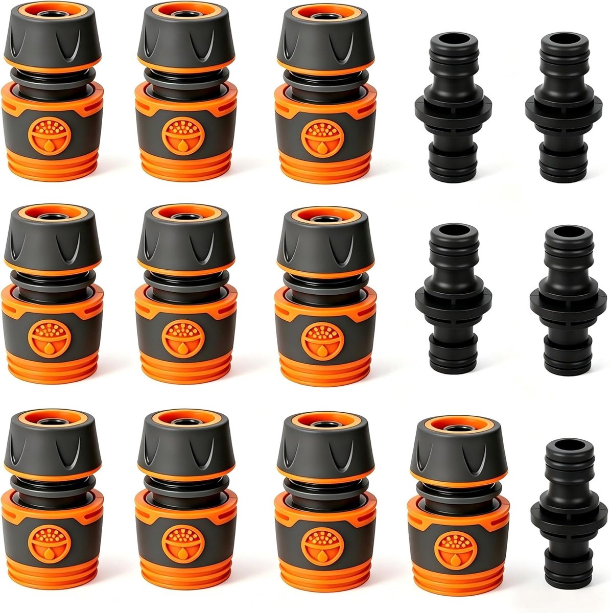 SnelShoppen - Set van 15 Tuinslang Koppelingen 1/2 Inch (13mm) met Verbinding en Dubbele Koppeling voor Tuin, Huis en Irrigatie