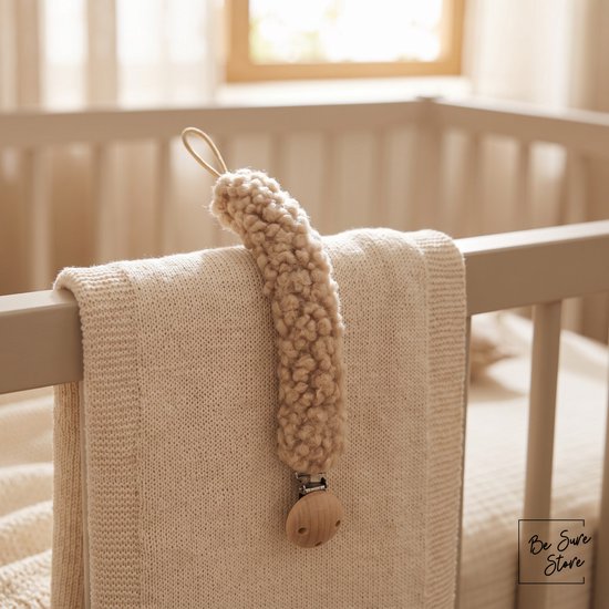 Be Sure Store® Warm Beige Teddy Speenkoord - Teddy - Kraamcadeau - Speenkoord - Speendoekje van Be Sure Store® — afbeelding 5