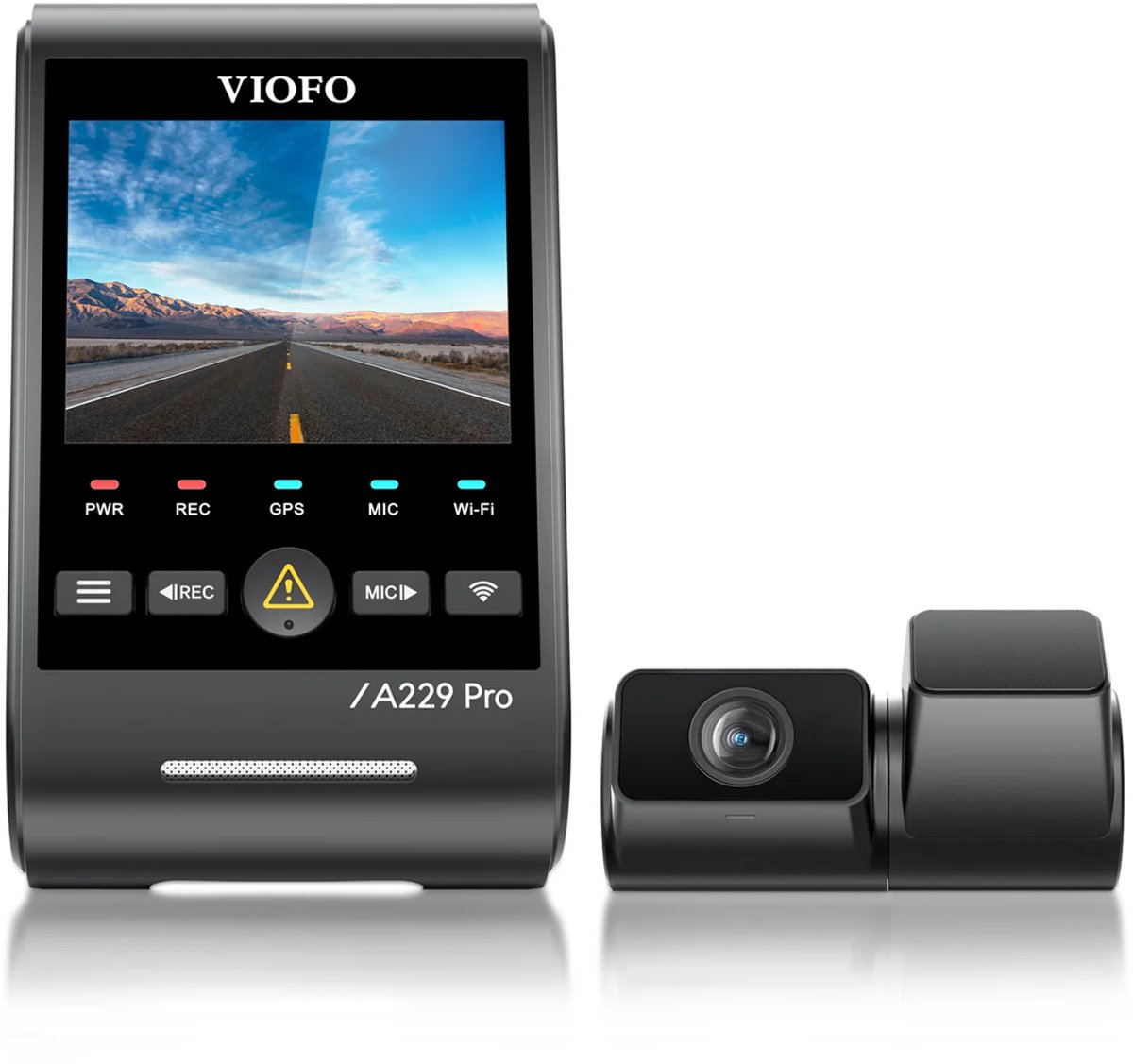 VIOFO A229 Pro Tele 2CH - Dashcam - 4K + 2K Telecamera - 4x Optische Zoom - Sony STARVIS 2 - HDR Nachtzicht - GPS - 5GHz WiFi - Parkeermodus