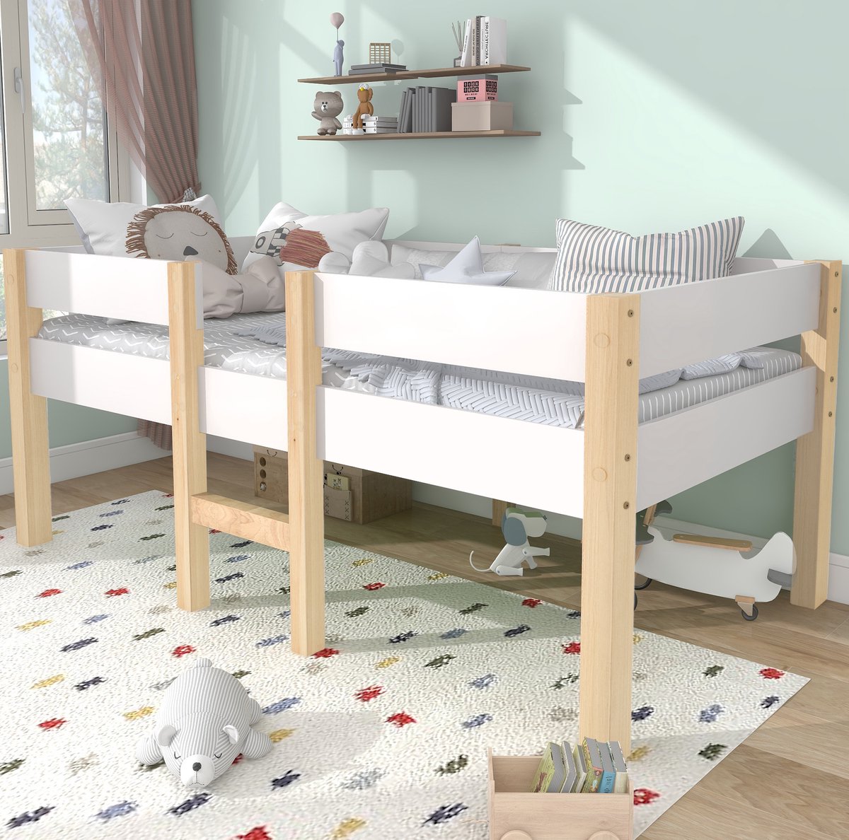 COVREO Bedframe 90x200 cm wit hout met uitvalbeveiliging zonder matras