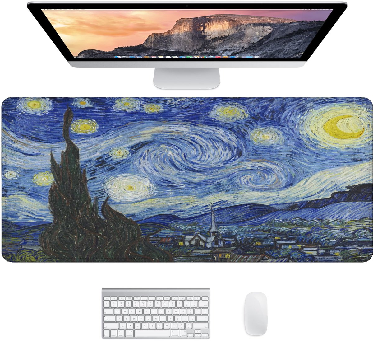 SnelShoppen - Blauw Muismat XXL 900x400 | Grote Desk Mat | Gaming Muismat XXL Bureau Accessoires | 90x40 Mousepad (De Sterrennacht)