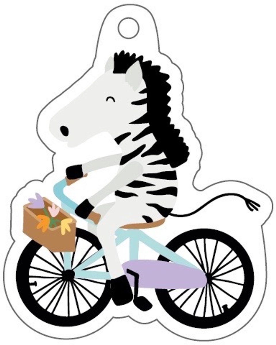 CADEAU LABEL ZEBRA OP FIETS - 8 stuks - KADO LABELTJE ZEBRA FIETS - LABEL ZEBRA