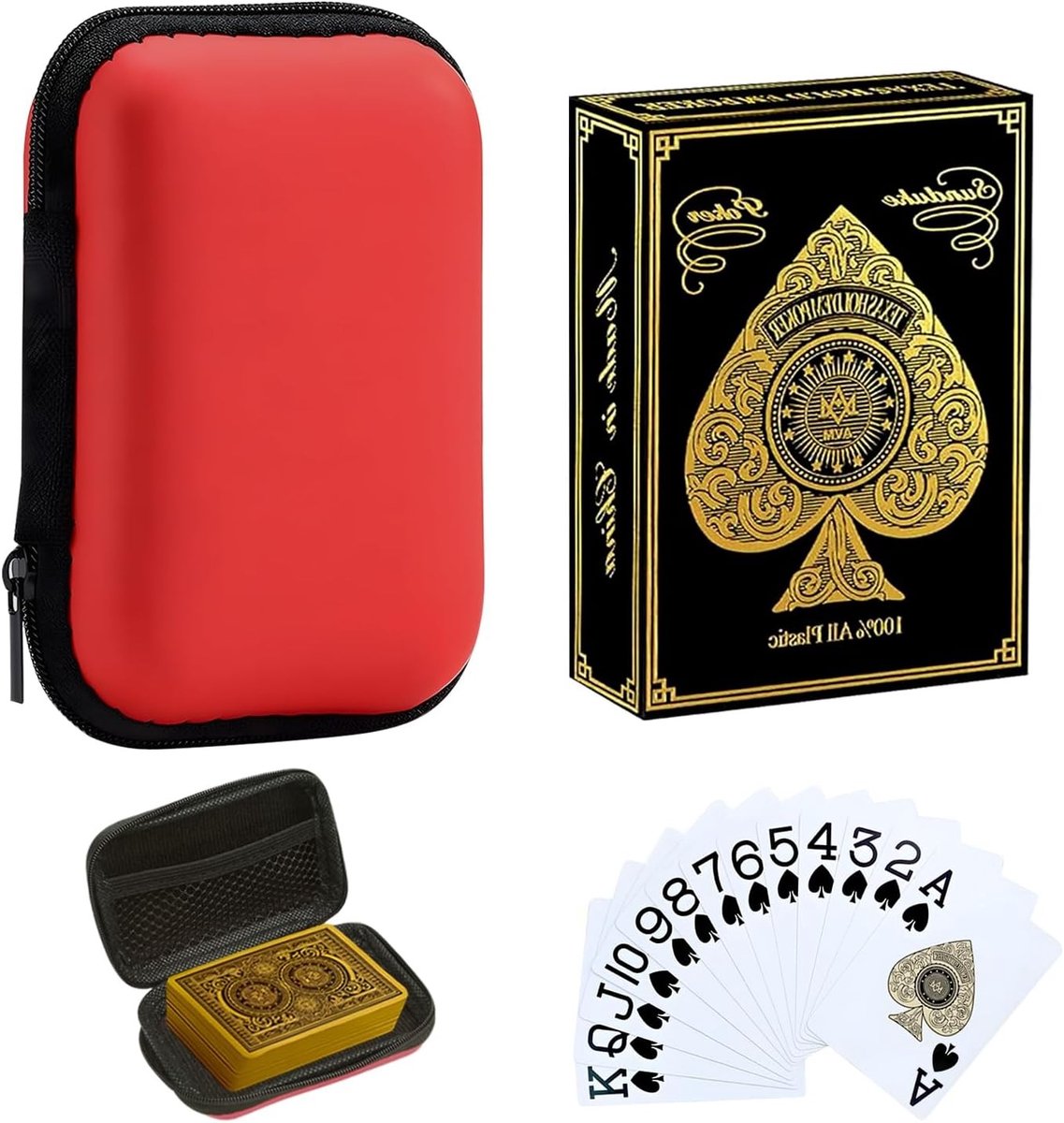Waterdichte Speelkaarten - Jumbo Index Poker Deck met Grote Letters voor Volwassenen, Professionele Kaartenset met Opbergdoos en Cadeauverpakking